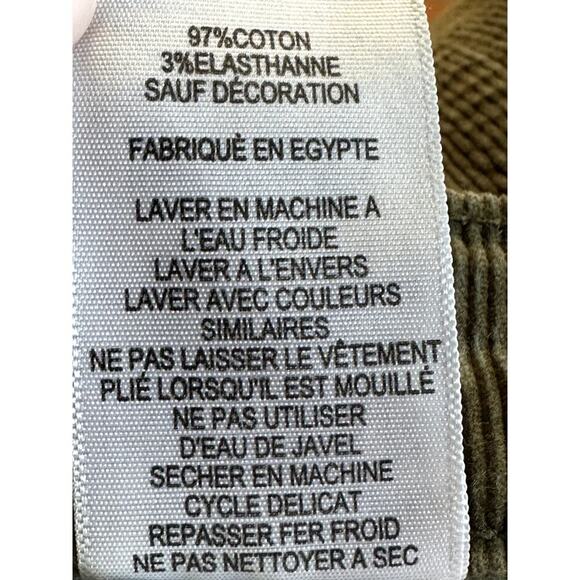 Levis' 511 Slim Olive Green Corduroy Stretch Straight Leg Pants Tag 29W X 29L - Picture 6 of 7